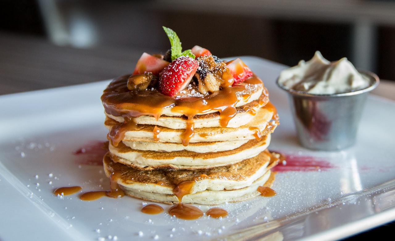 Pancakes on a plate from Cheeky's Palm Springs